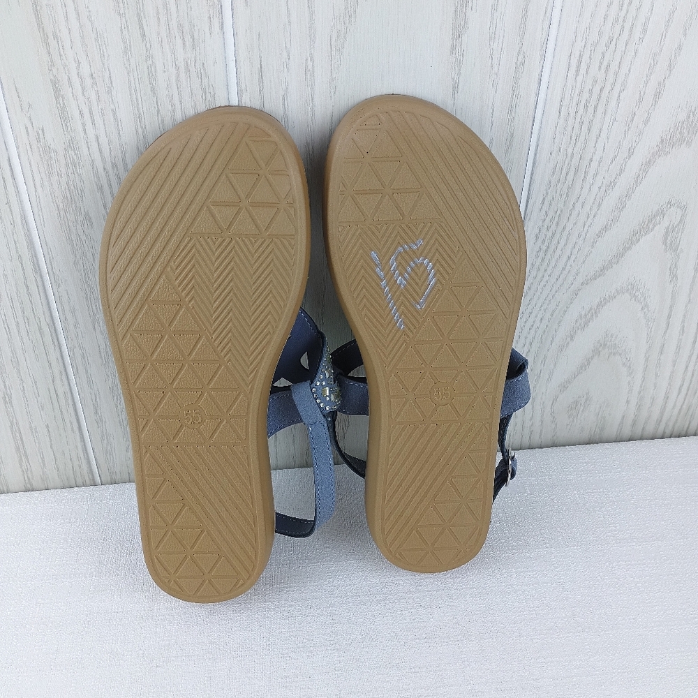 Daisy Fuentes beaded sandals juniper 5.5M blue with rhinestone strapped thong - Picture 5 of 8